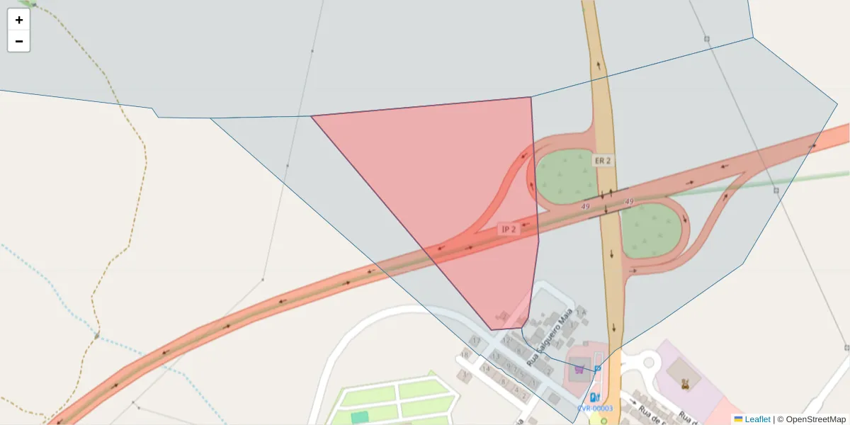 Mapa detalhado do código postal 7780-279 com limites, códigos postais vizinhos e agências dos correios