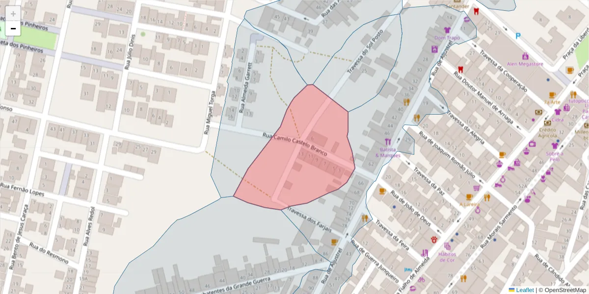 Mapa detalhado do código postal 7780-280 com limites, códigos postais vizinhos e agências dos correios
