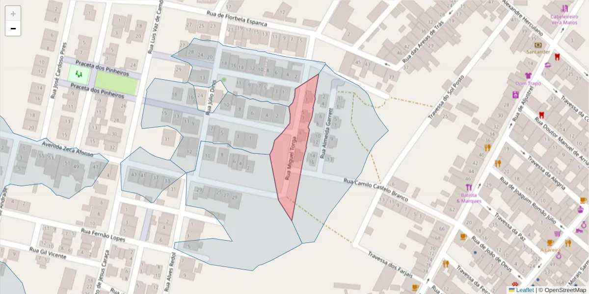 Mapa detalhado do código postal 7780-282 com limites, códigos postais vizinhos e agências dos correios