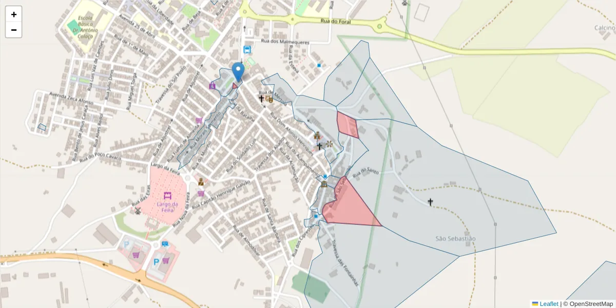 Mapa detalhado do código postal 7780-286 com limites, códigos postais vizinhos e agências dos correios