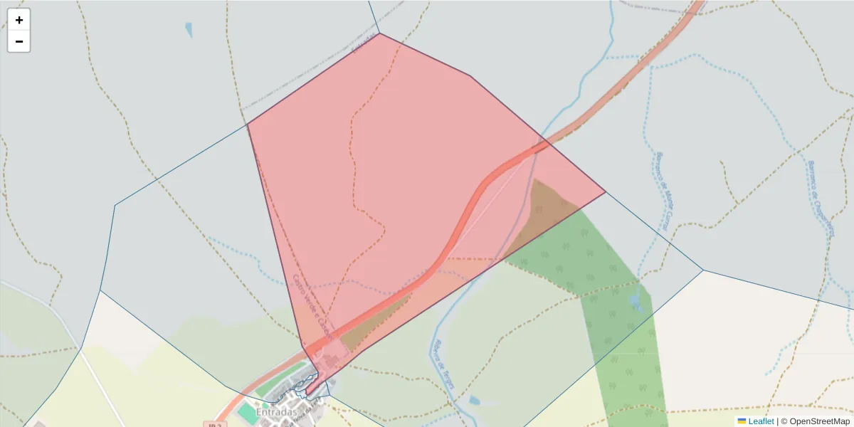 Mapa detalhado do código postal 7780-321 com limites, códigos postais vizinhos e agências dos correios