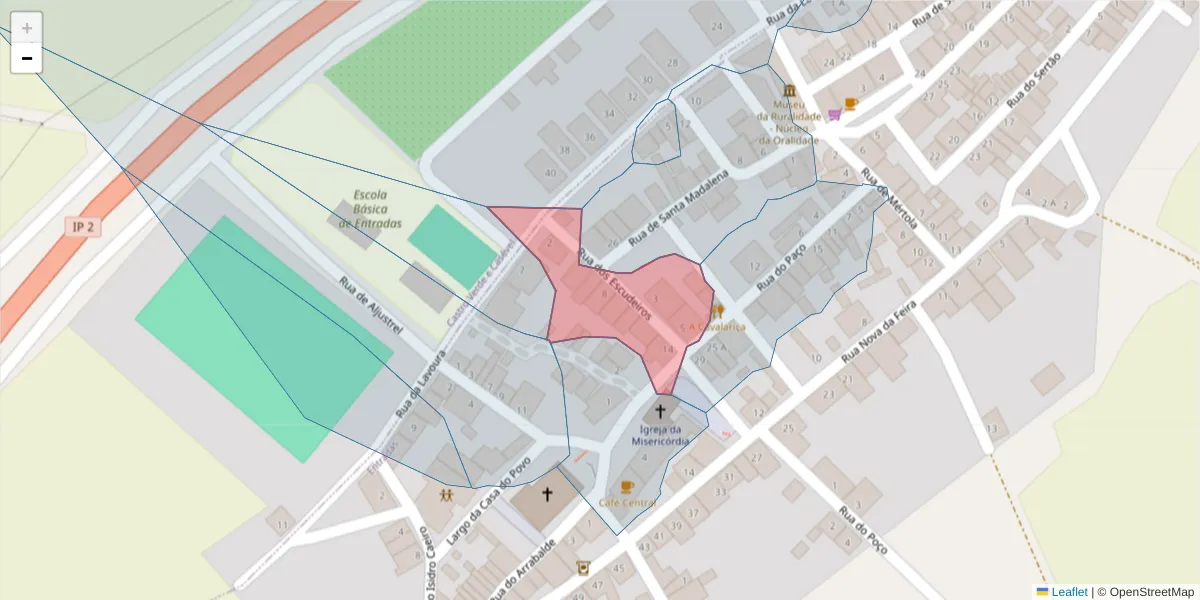 Mapa detalhado do código postal 7780-329 com limites, códigos postais vizinhos e agências dos correios