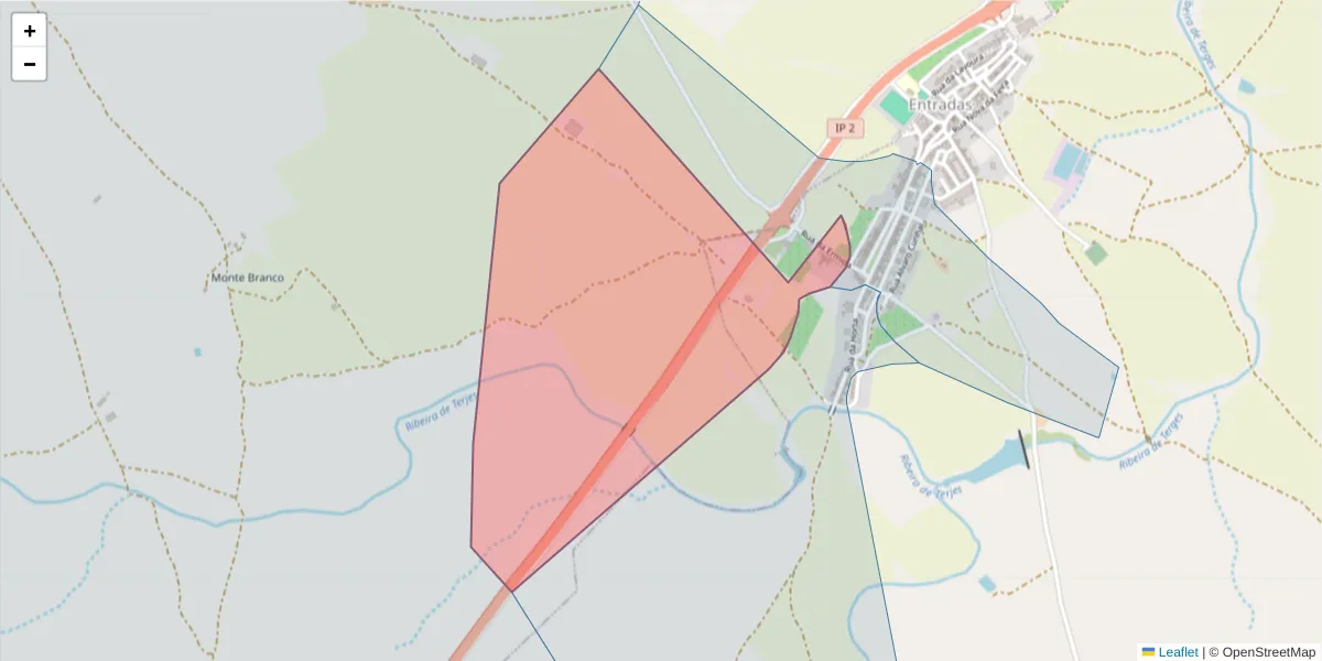 Mapa detalhado do código postal 7780-347 com limites, códigos postais vizinhos e agências dos correios