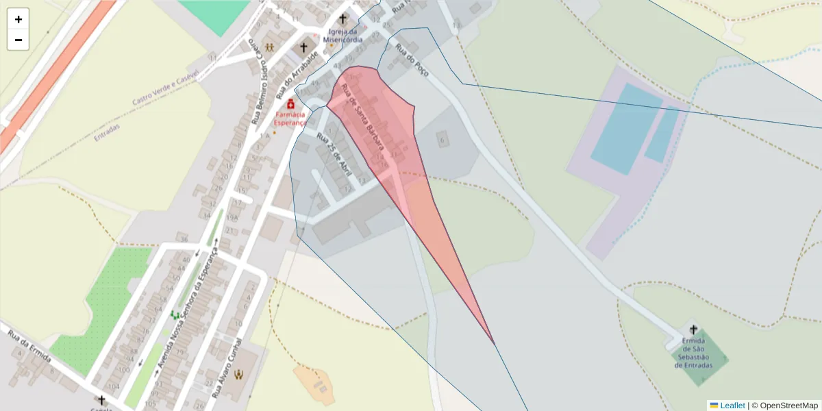Mapa detalhado do código postal 7780-350 com limites, códigos postais vizinhos e agências dos correios