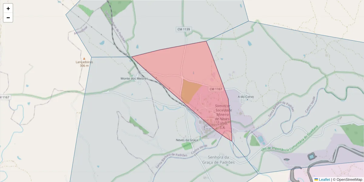 Mapa detalhado do código postal 7780-409 com limites, códigos postais vizinhos e agências dos correios