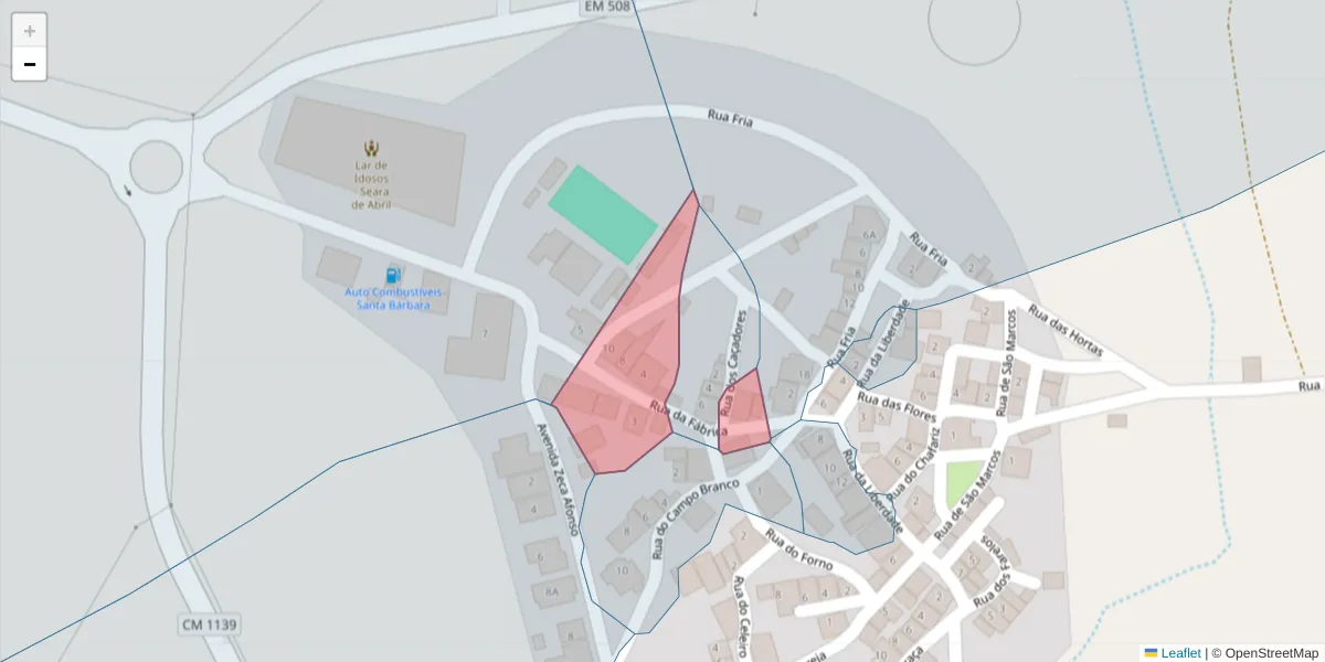 Mapa detalhado do código postal 7780-456 com limites, códigos postais vizinhos e agências dos correios