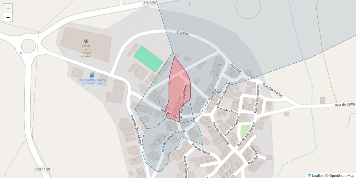 Mapa detalhado do código postal 7780-478 com limites, códigos postais vizinhos e agências dos correios