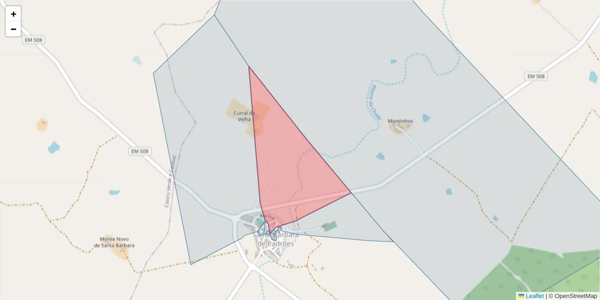 Mapa detalhado do código postal 7780-479 com limites, códigos postais vizinhos e agências dos correios
