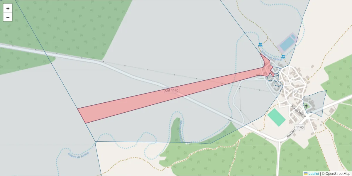 Mapa detalhado do código postal 7780-483 com limites, códigos postais vizinhos e agências dos correios