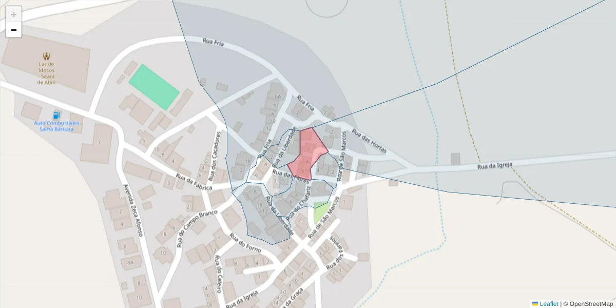 Mapa detalhado do código postal 7780-488 com limites, códigos postais vizinhos e agências dos correios