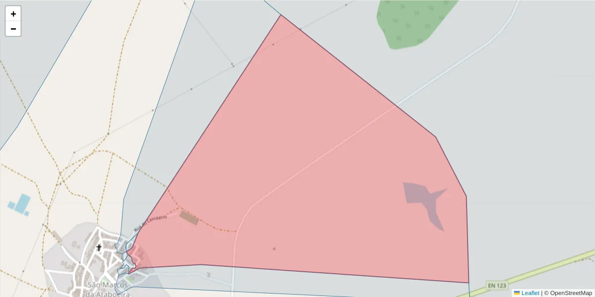 Mapa detalhado do código postal 7780-533 com limites, códigos postais vizinhos e agências dos correios