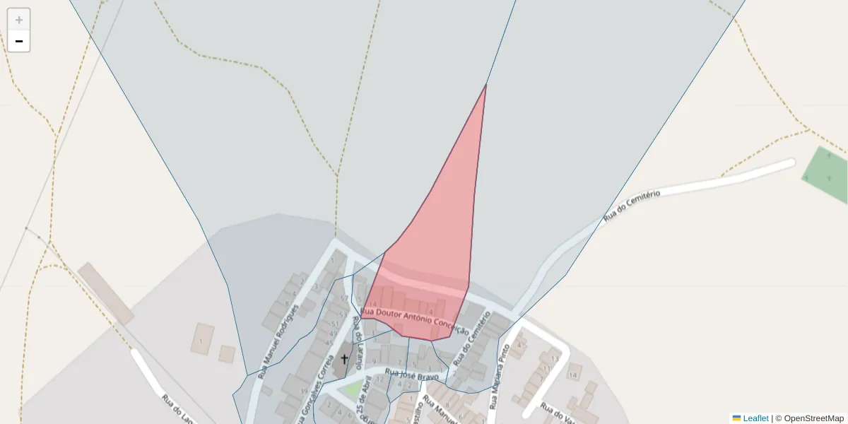 Mapa detalhado do código postal 7780-535 com limites, códigos postais vizinhos e agências dos correios