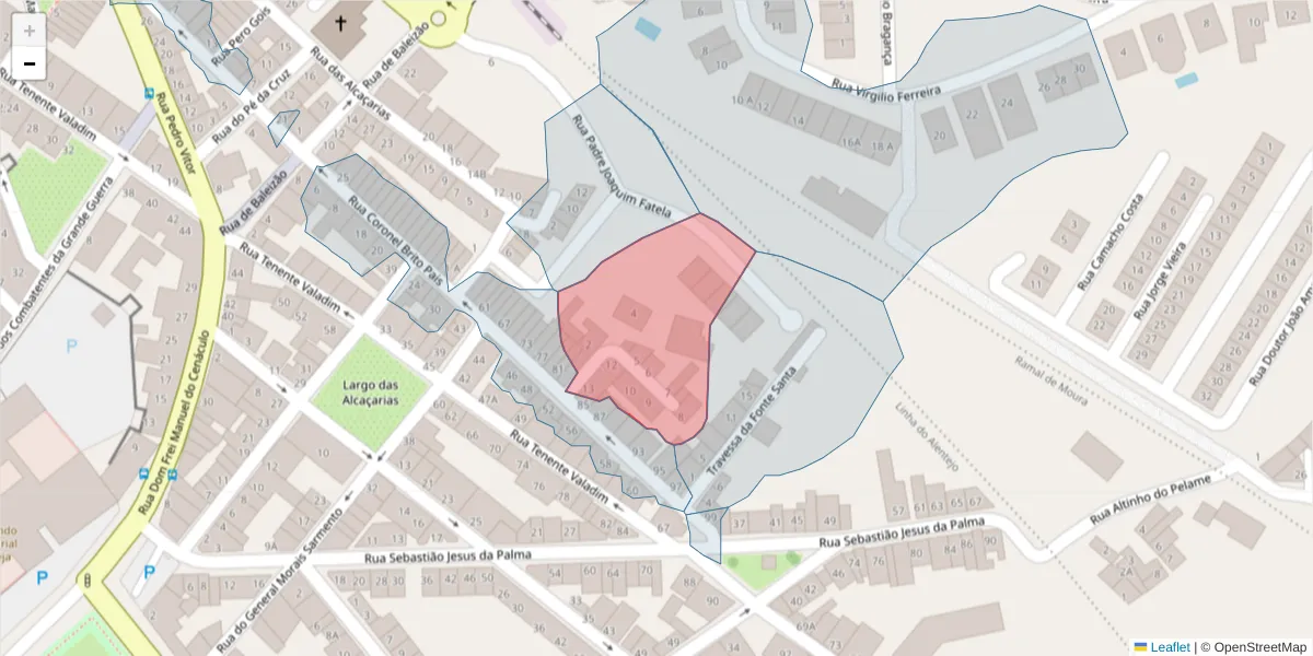 Mapa detalhado do código postal 7800-013 com limites, códigos postais vizinhos e agências dos correios