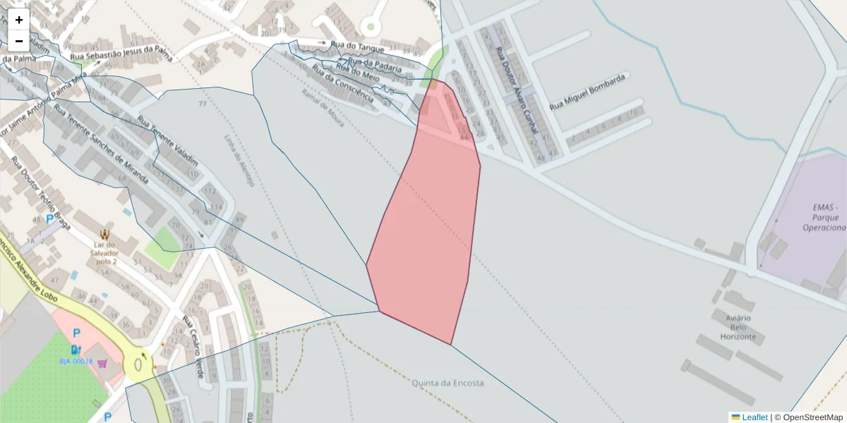 Mapa detalhado do código postal 7800-044 com limites, códigos postais vizinhos e agências dos correios