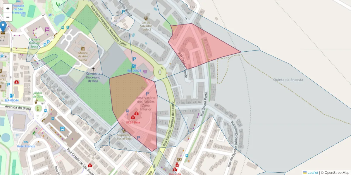 Mapa detalhado do código postal 7800-053 com limites, códigos postais vizinhos e agências dos correios