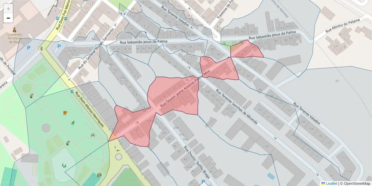 Mapa detalhado do código postal 7800-056 com limites, códigos postais vizinhos e agências dos correios
