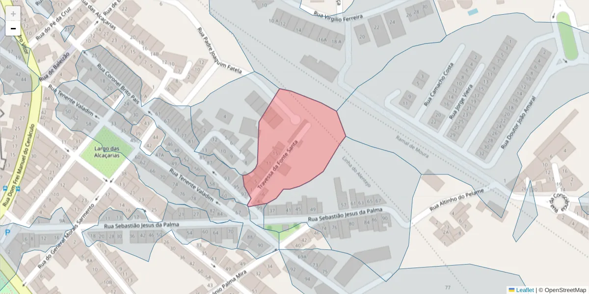 Mapa detalhado do código postal 7800-075 com limites, códigos postais vizinhos e agências dos correios
