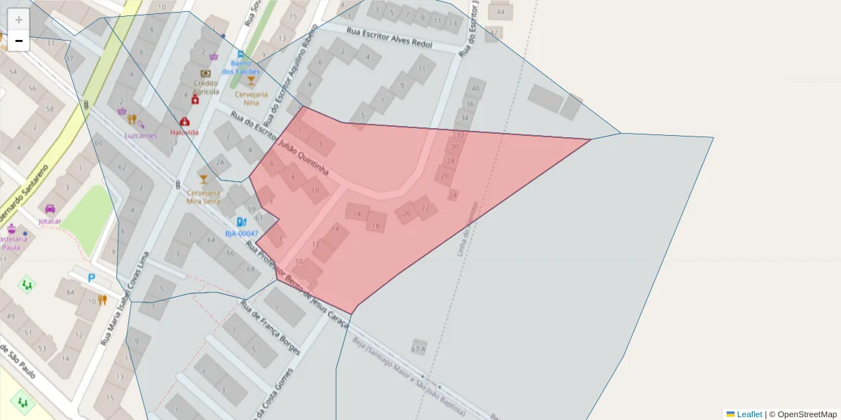 Mapa detalhado do código postal 7800-078 com limites, códigos postais vizinhos e agências dos correios