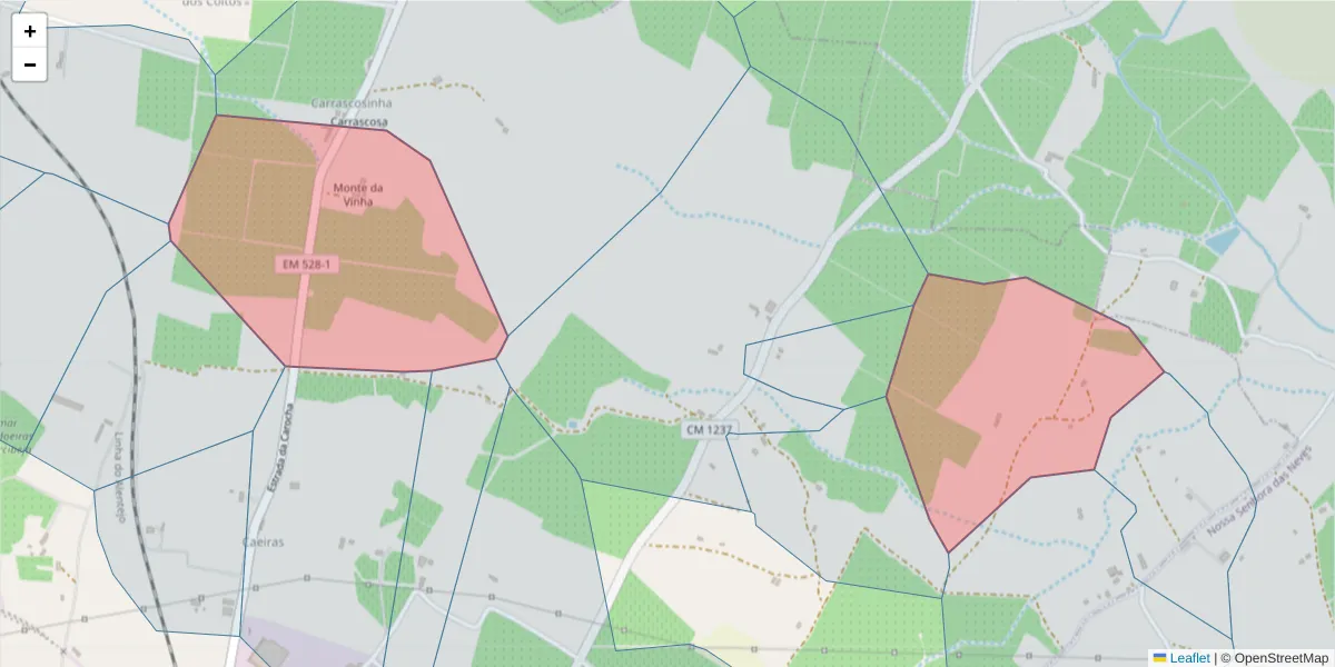 Mapa detalhado do código postal 7800-122 com limites, códigos postais vizinhos e agências dos correios