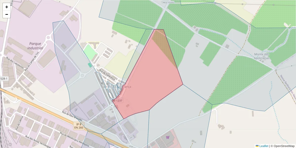 Mapa detalhado do código postal 7800-147 com limites, códigos postais vizinhos e agências dos correios