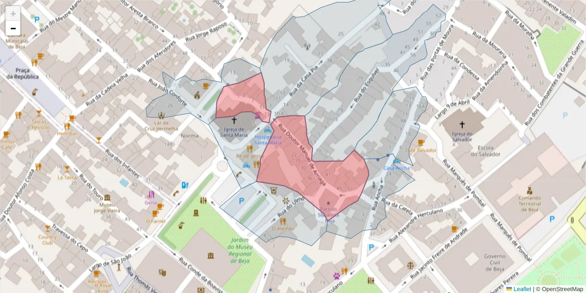 Mapa detalhado do código postal 7800-178 com limites, códigos postais vizinhos e agências dos correios