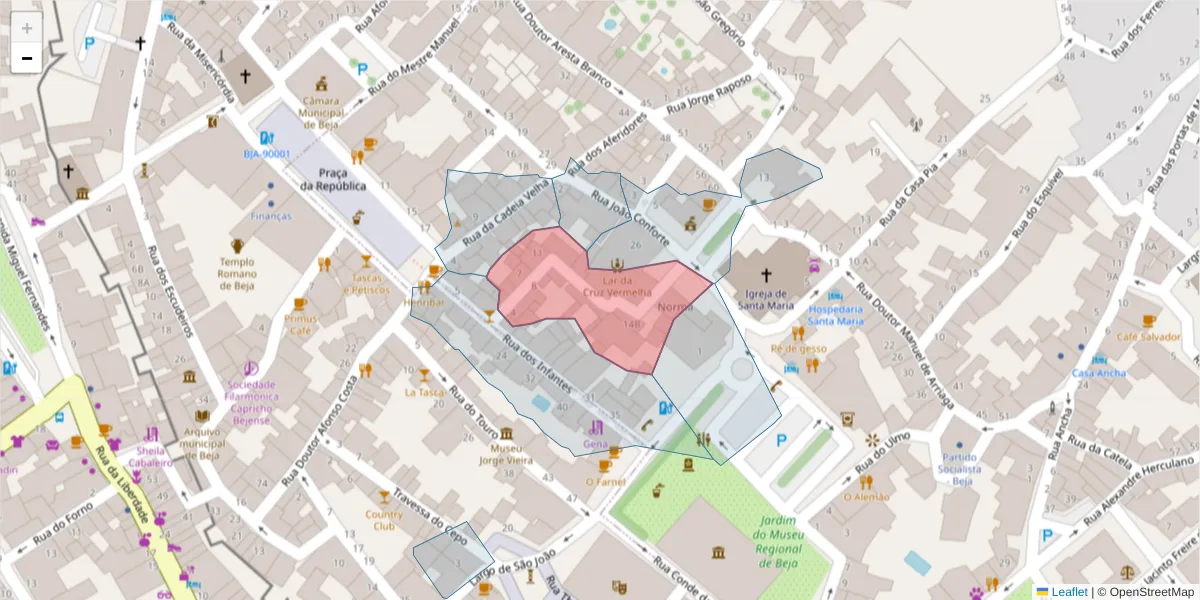 Mapa detalhado do código postal 7800-192 com limites, códigos postais vizinhos e agências dos correios