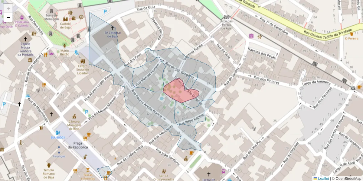 Mapa detalhado do código postal 7800-193 com limites, códigos postais vizinhos e agências dos correios