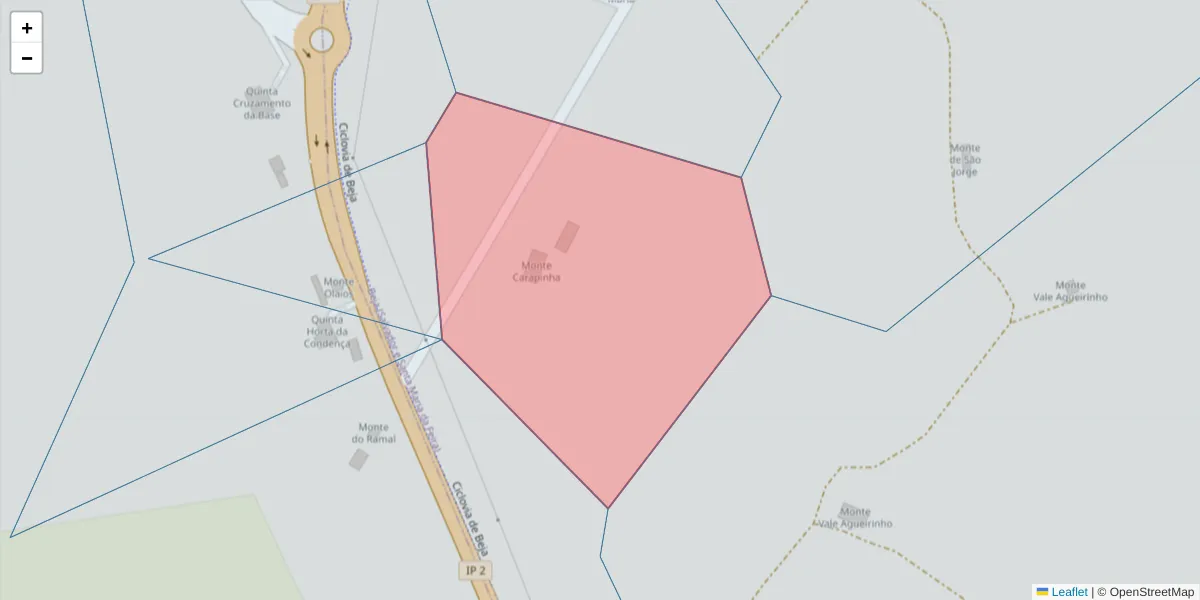 Mapa detalhado do código postal 7800-202 com limites, códigos postais vizinhos e agências dos correios