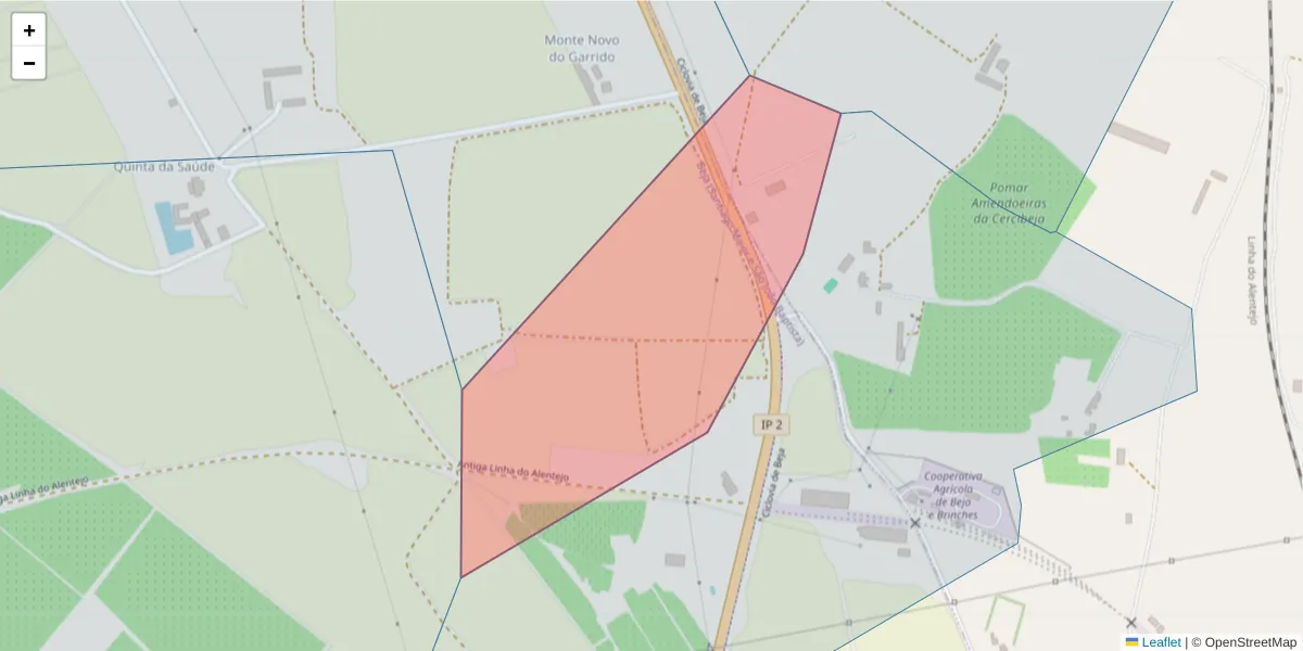 Mapa detalhado do código postal 7800-241 com limites, códigos postais vizinhos e agências dos correios
