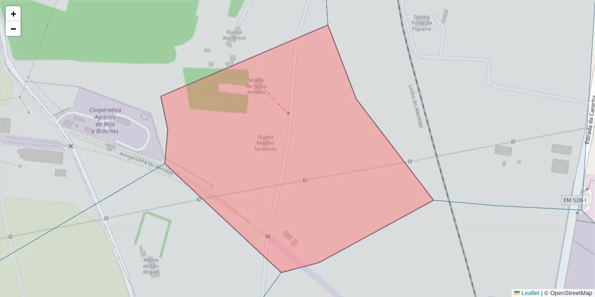 Mapa detalhado do código postal 7800-245 com limites, códigos postais vizinhos e agências dos correios