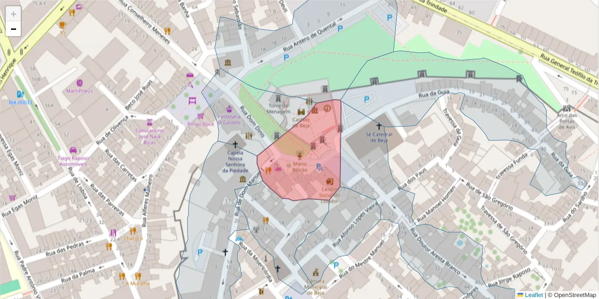 Mapa detalhado do código postal 7800-266 com limites, códigos postais vizinhos e agências dos correios