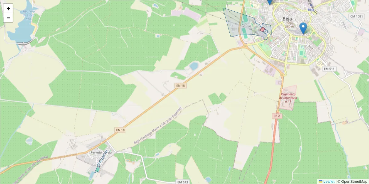 Mapa detalhado do código postal 7800-271 com limites, códigos postais vizinhos e agências dos correios