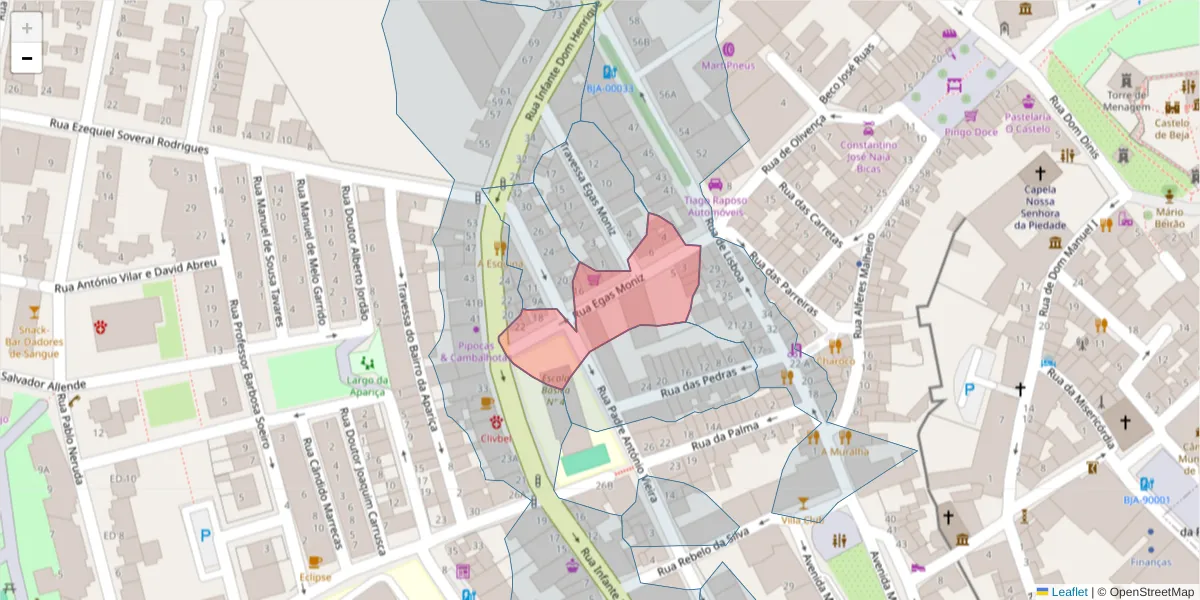 Mapa detalhado do código postal 7800-313 com limites, códigos postais vizinhos e agências dos correios