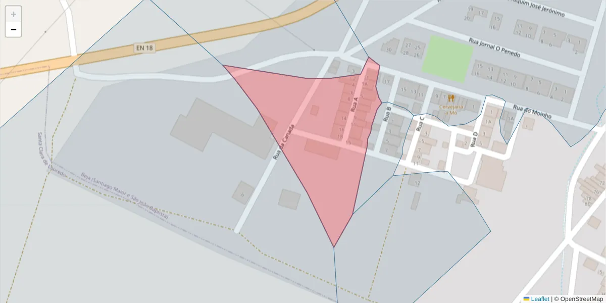 Mapa detalhado do código postal 7800-348 com limites, códigos postais vizinhos e agências dos correios