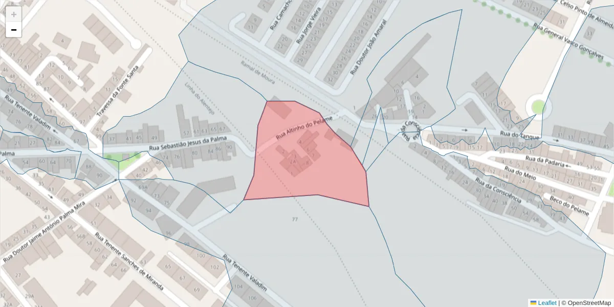Mapa detalhado do código postal 7800-392 com limites, códigos postais vizinhos e agências dos correios