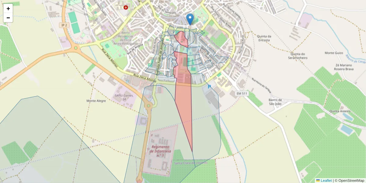 Mapa detalhado do código postal 7800-397 com limites, códigos postais vizinhos e agências dos correios