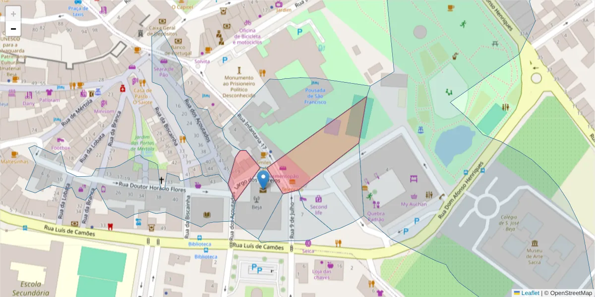 Mapa detalhado do código postal 7800-419 com limites, códigos postais vizinhos e agências dos correios