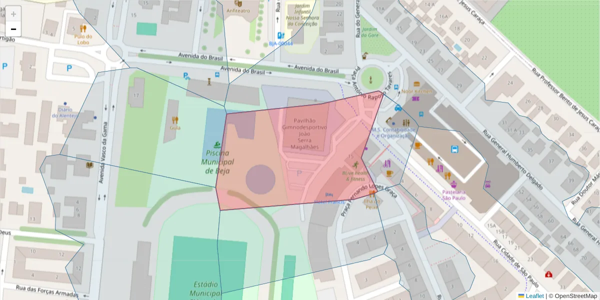 Mapa detalhado do código postal 7800-426 com limites, códigos postais vizinhos e agências dos correios