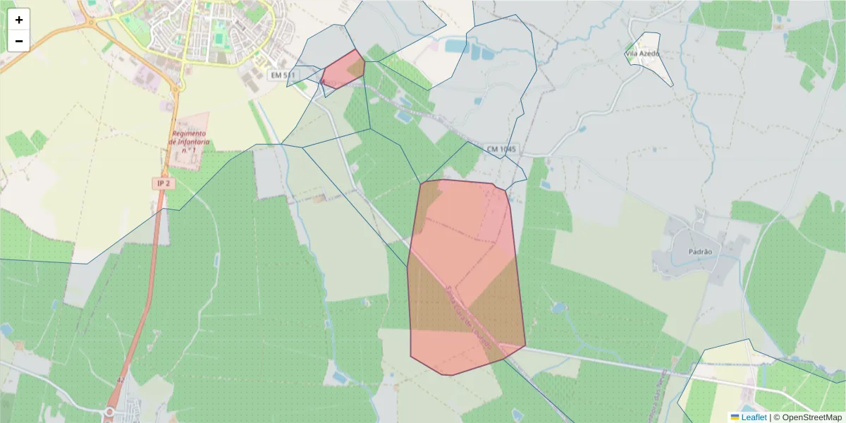 Mapa detalhado do código postal 7800-444 com limites, códigos postais vizinhos e agências dos correios