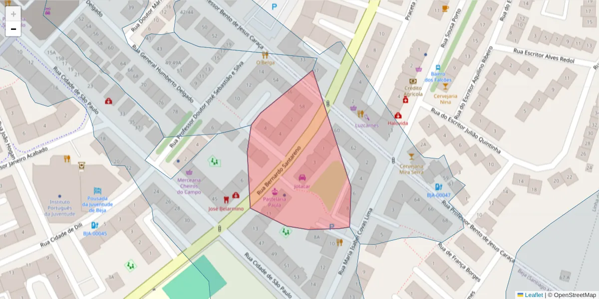 Mapa detalhado do código postal 7800-450 com limites, códigos postais vizinhos e agências dos correios