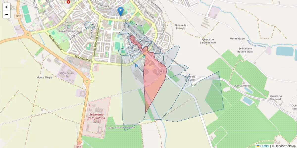 Mapa detalhado do código postal 7800-453 com limites, códigos postais vizinhos e agências dos correios