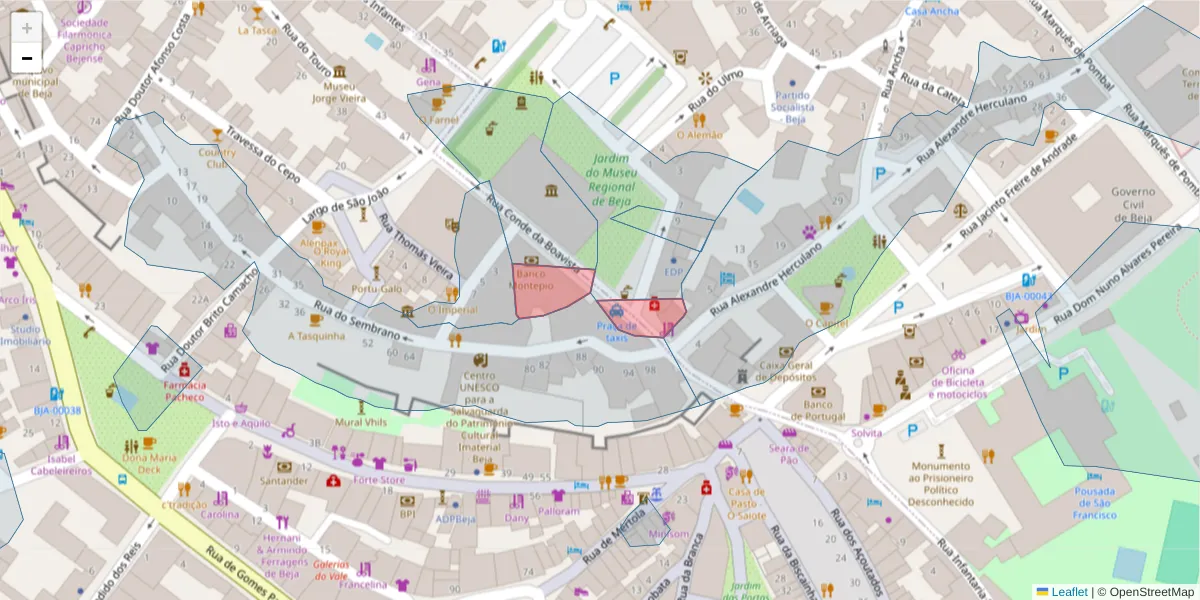 Mapa detalhado do código postal 7800-456 com limites, códigos postais vizinhos e agências dos correios