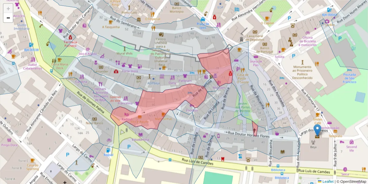 Mapa detalhado do código postal 7800-475 com limites, códigos postais vizinhos e agências dos correios