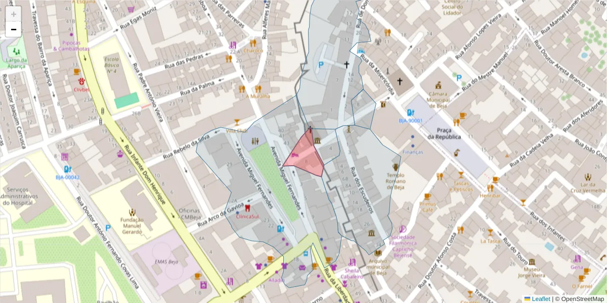 Mapa detalhado do código postal 7800-482 com limites, códigos postais vizinhos e agências dos correios
