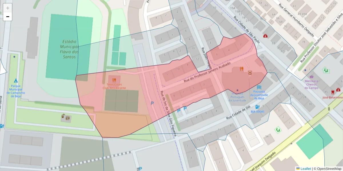 Mapa detalhado do código postal 7800-506 com limites, códigos postais vizinhos e agências dos correios