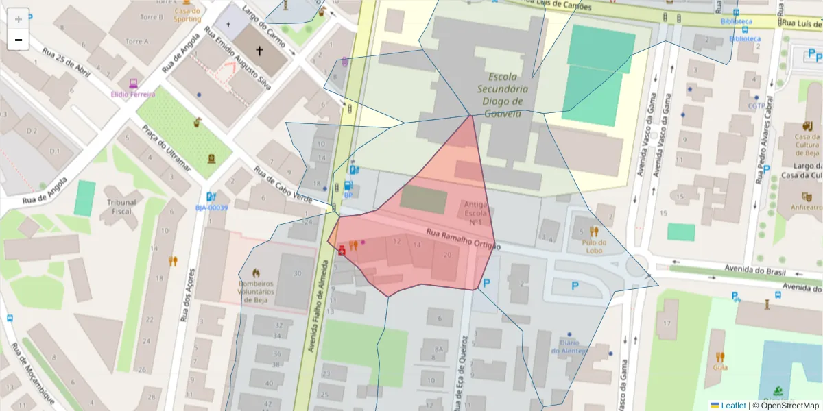 Mapa detalhado do código postal 7800-515 com limites, códigos postais vizinhos e agências dos correios