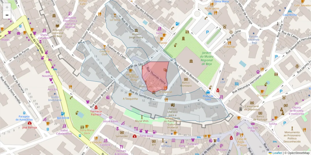 Mapa detalhado do código postal 7800-517 com limites, códigos postais vizinhos e agências dos correios