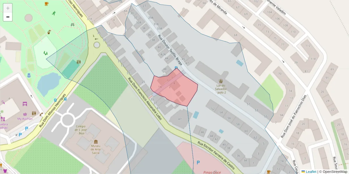 Mapa detalhado do código postal 7800-531 com limites, códigos postais vizinhos e agências dos correios