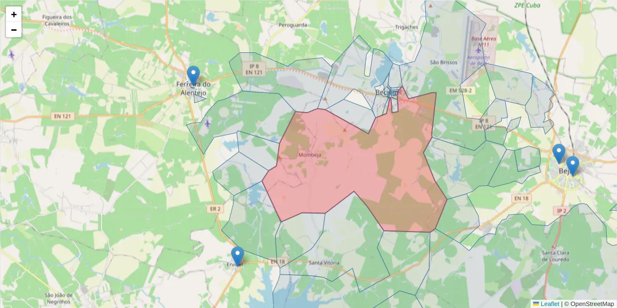 Mapa detalhado do código postal 7800-641 com limites, códigos postais vizinhos e agências dos correios