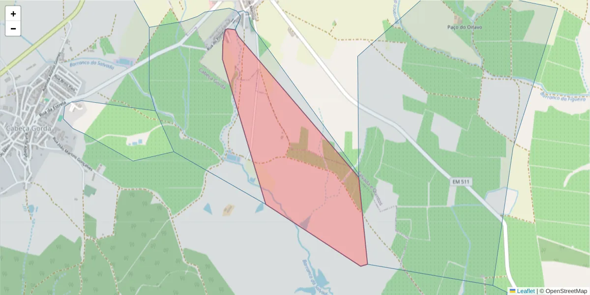 Mapa detalhado do código postal 7800-672 com limites, códigos postais vizinhos e agências dos correios